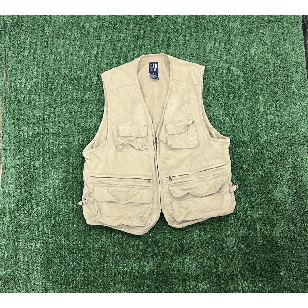 Vintage 1990s Gap Utility Photography Safari Outdoor Tactical Fishing Vest XL